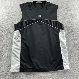 VINTAGE Nike Tank Top Shirt Mens Small Black White Color Block Basketball Muscle